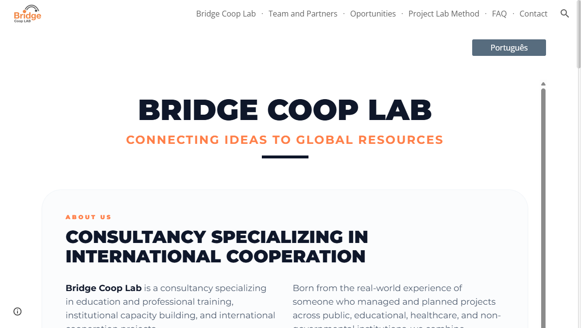 Bridge Coop Lab website — Connecting Ideas to Global Resources